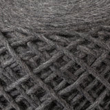 Allium Dark Gray Handwoven Wool Cylindrical Pouf from Mercana - Luna Furniture