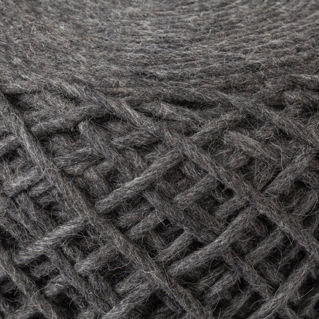 Allium Dark Gray Handwoven Wool Cylindrical Pouf from Mercana - Luna Furniture