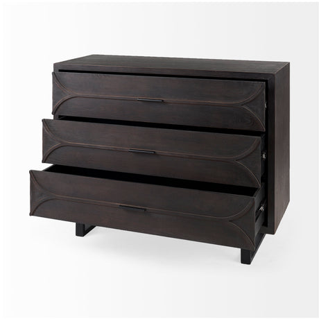 Giselle I 40L x 16W Dark Brown Fir Veneer 3 Drawer Accent Cabinet from Mercana - Luna Furniture