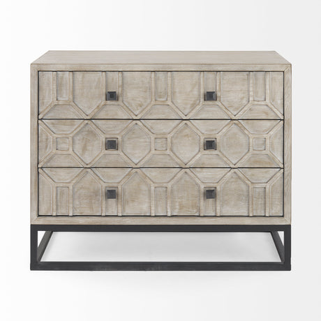 Genevieve I 39L x 16W Light Brown Fir Veneer 3 Drawer Accent Cabinet from Mercana - Luna Furniture