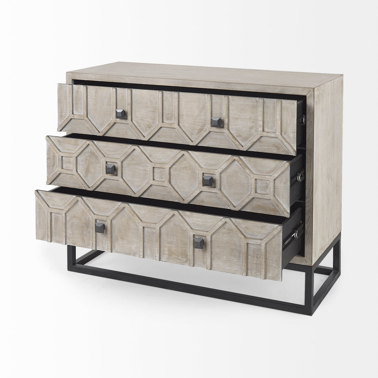 Genevieve I 39L x 16W Light Brown Fir Veneer 3 Drawer Accent Cabinet from Mercana - Luna Furniture