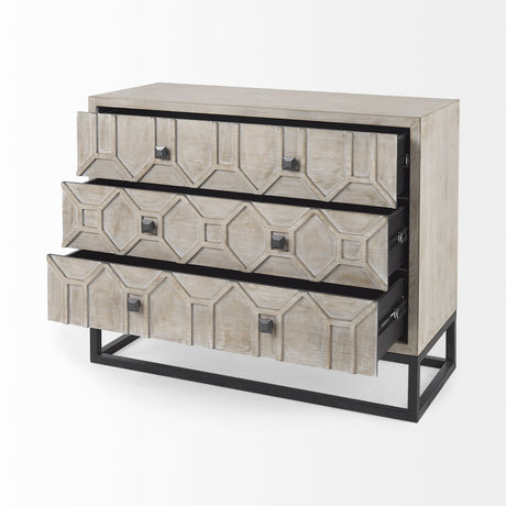 Genevieve I 39L x 16W Light Brown Fir Veneer 3 Drawer Accent Cabinet from Mercana - Luna Furniture