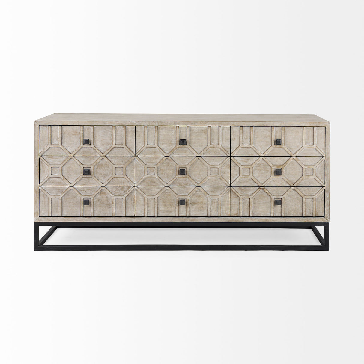 Genevieve II Light Brown Fir Veneer 9 Drawer Sideboard from Mercana - Luna Furniture