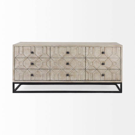 Genevieve II Light Brown Fir Veneer 9 Drawer Sideboard from Mercana - Luna Furniture