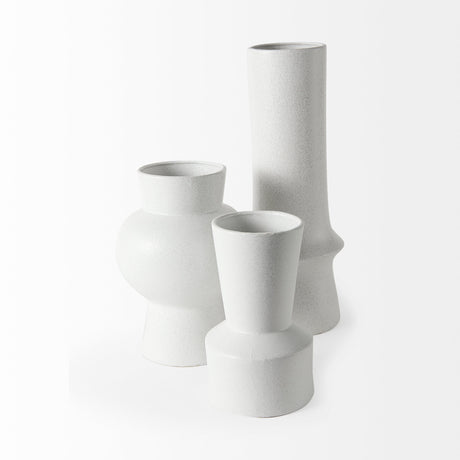 Laforge 10.8H Medium White Ceramic Vase from Mercana - Luna Furniture