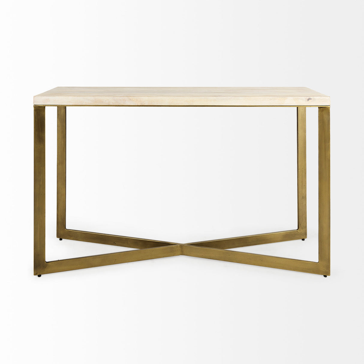 Faye 50L x 15W x 30H Beige Finished Wood W/Gold Metal Base Console Table from Mercana - Luna Furniture