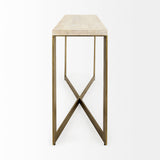 Faye 50L x 15W x 30H Beige Finished Wood W/Gold Metal Base Console Table from Mercana - Luna Furniture