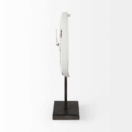 Harriet White/Bronze Metal Table Clock from Mercana - Luna Furniture
