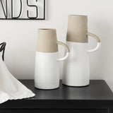 Garand Small 13H Two-Toned White Natural Ceramic Jug from Mercana - Luna Furniture