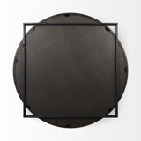 Norbert 46" Round-Square Black Wood/Metal Frame Mirror from Mercana - Luna Furniture