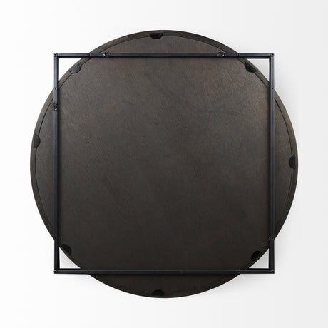 Norbert 46" Round-Square Black Wood/Metal Frame Mirror from Mercana - Luna Furniture