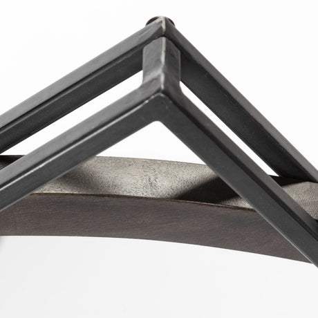 Norbert 46" Round-Square Black Wood/Metal Frame Mirror from Mercana - Luna Furniture