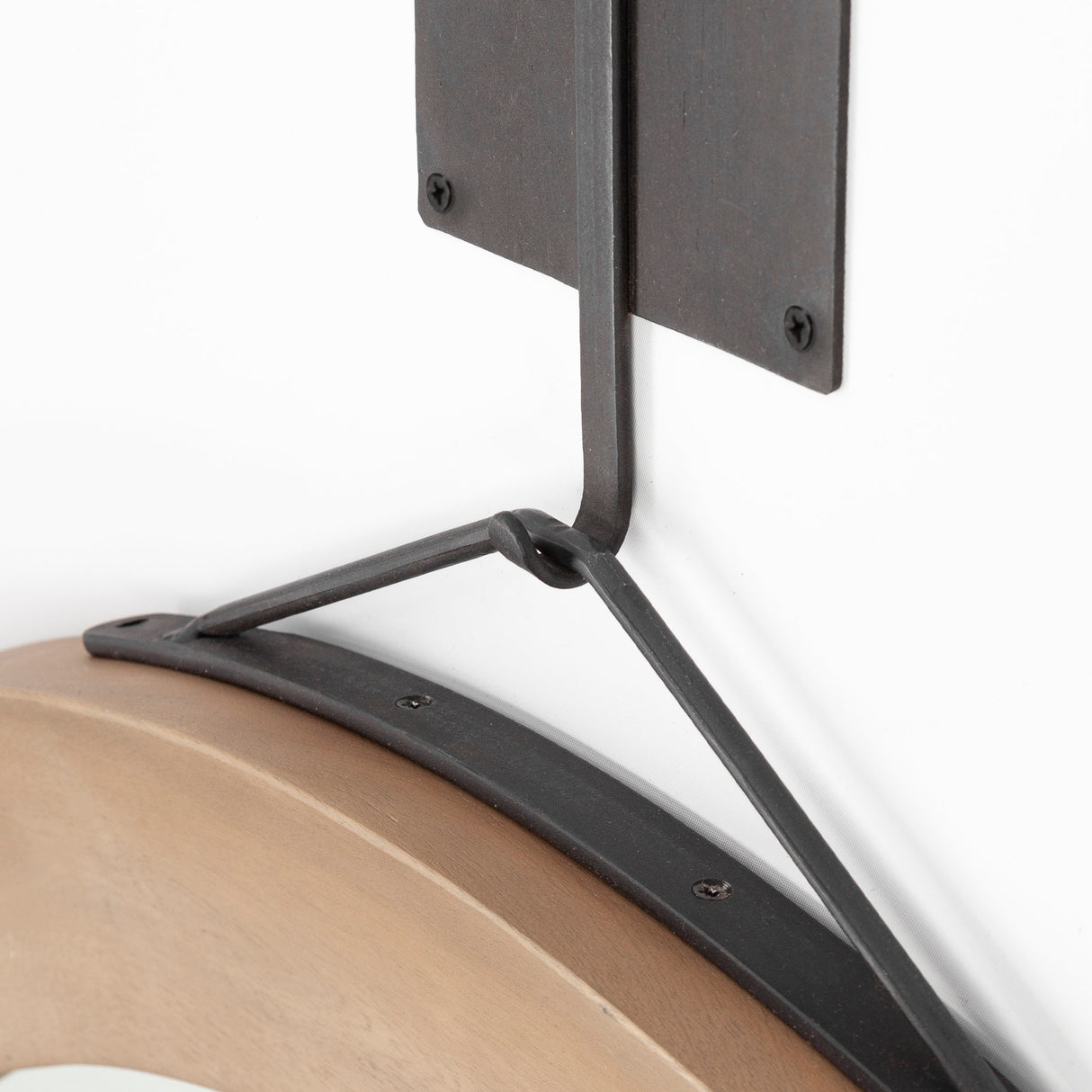 Avram 43.5" Round Brown Wood Frame Mirror from Mercana - Luna Furniture