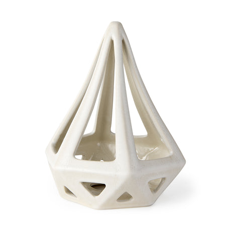 Hood 7.7L x 7.7W x 9.4H White Geometric Ceramic Object from Mercana - Luna Furniture