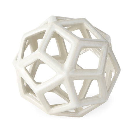 Geom 7.1L x 7.1W x 7.1H White Ceramic Geometric Object from Mercana - Luna Furniture