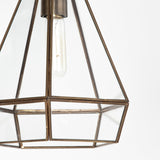 Prima 9.5x12.5 Gold Metal and Glass Pyramid Pendant Light from Mercana - Luna Furniture