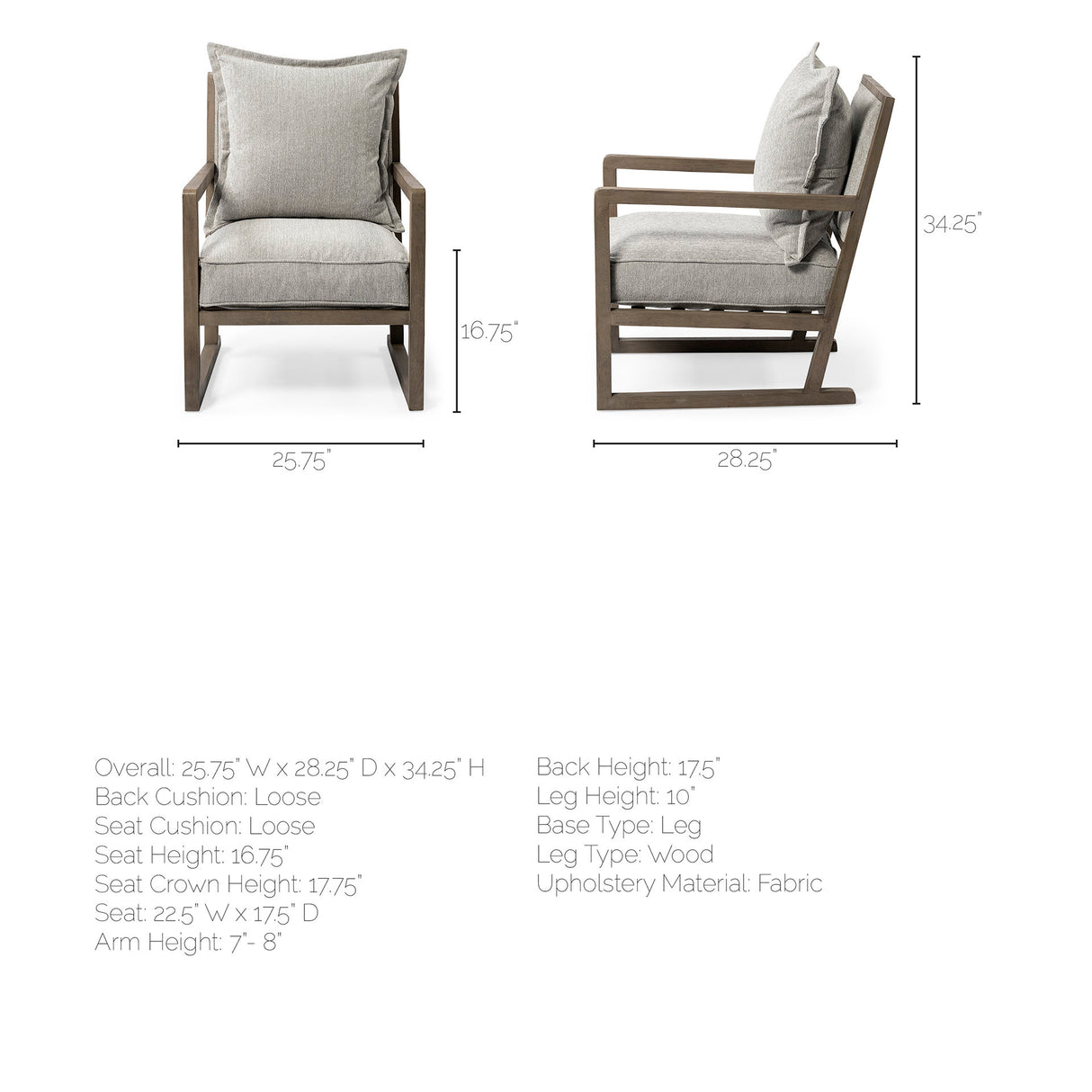 Sherlock Frost Gray Wood Frame Accent Chair from Mercana - Luna Furniture