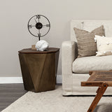 Esagono Octagonal Gold Metal-Clad Reclaimed Wood End/Side Table w/ Storage from Mercana - Luna Furniture