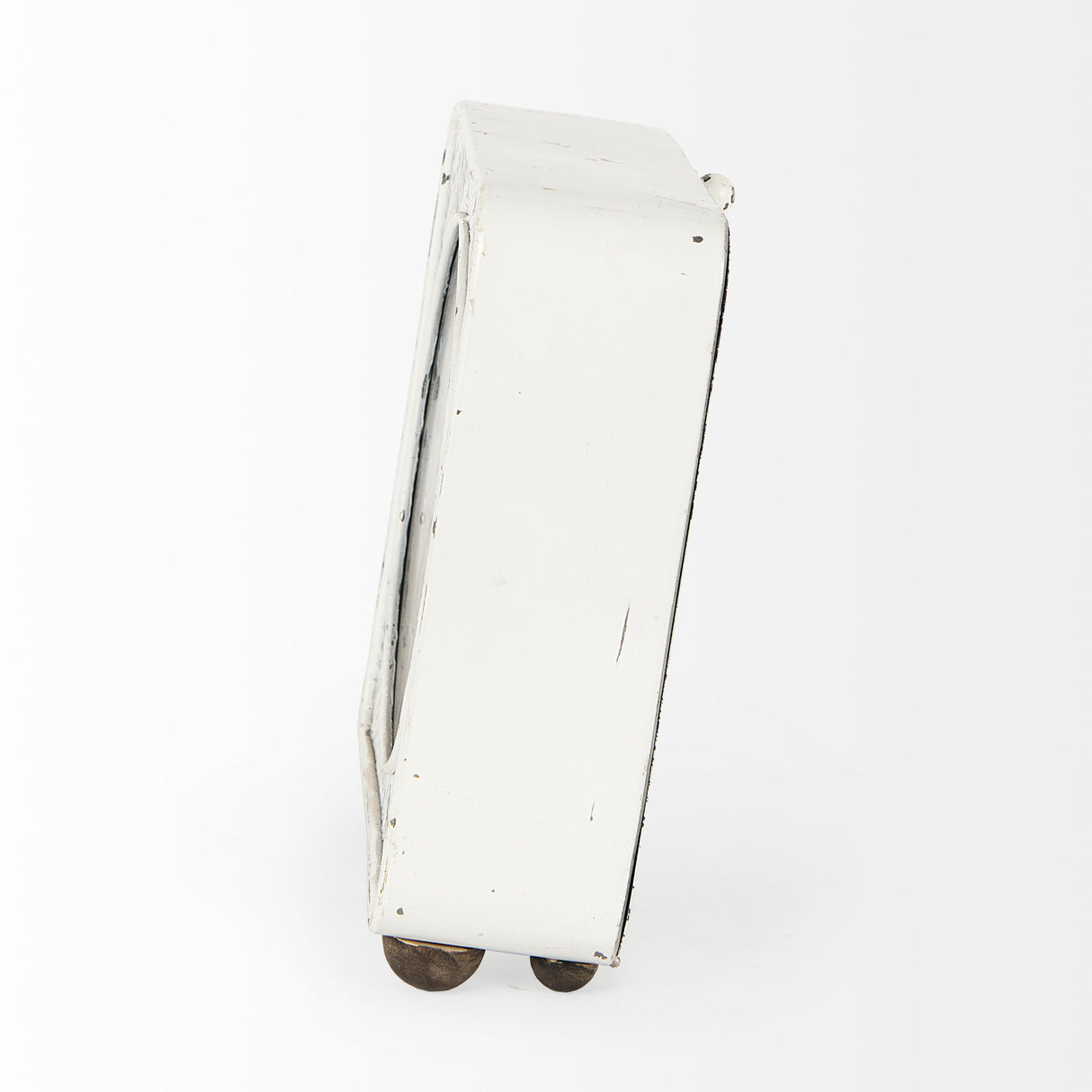 Karl 8.0L x 2.8W x 8.8H Rustic White Iron Rounded Square Table Clock from Mercana - Luna Furniture