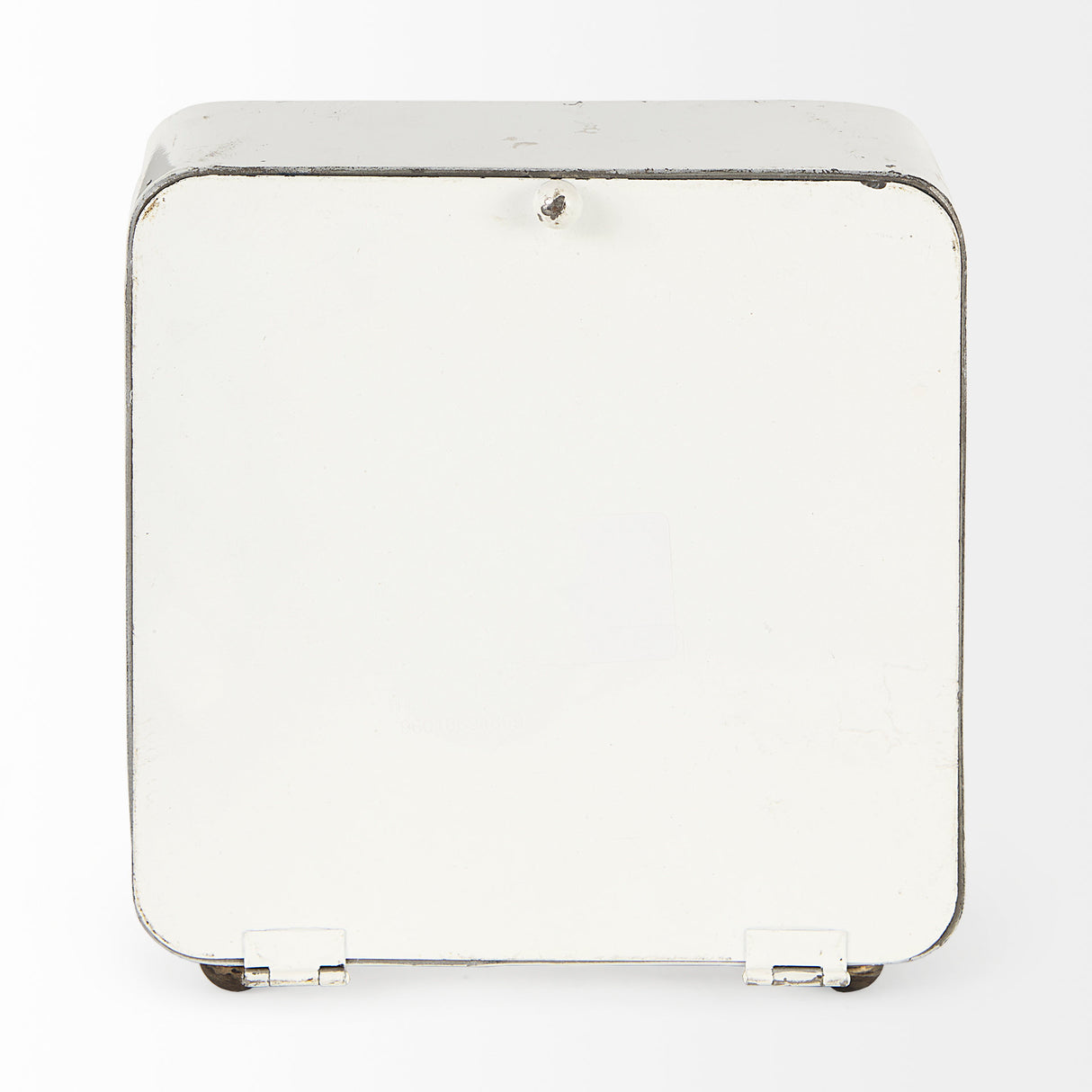 Karl 8.0L x 2.8W x 8.8H Rustic White Iron Rounded Square Table Clock from Mercana - Luna Furniture
