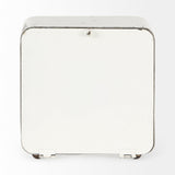 Karl 8.0L x 2.8W x 8.8H Rustic White Iron Rounded Square Table Clock from Mercana - Luna Furniture
