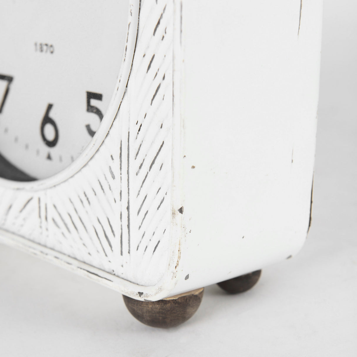Karl 8.0L x 2.8W x 8.8H Rustic White Iron Rounded Square Table Clock from Mercana - Luna Furniture