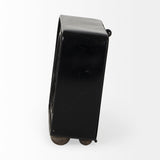 Karl 6.0L x 3.0W x 6.8H Rustic Black Iron Rounded Square Table Clock from Mercana - Luna Furniture
