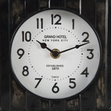 Karl 6.0L x 3.0W x 6.8H Rustic Black Iron Rounded Square Table Clock from Mercana - Luna Furniture