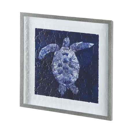 Sea Turtle Shadow II by Grace Popp a Hand Embellished Textured Framed Art Print Matted under Glass from Mercana - Luna Furniture