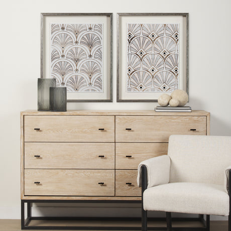 Deco Patterning I by Victoria Barnes a Hand Embellished Textured Framed Art Print Matted under Glass from Mercana - Luna Furniture