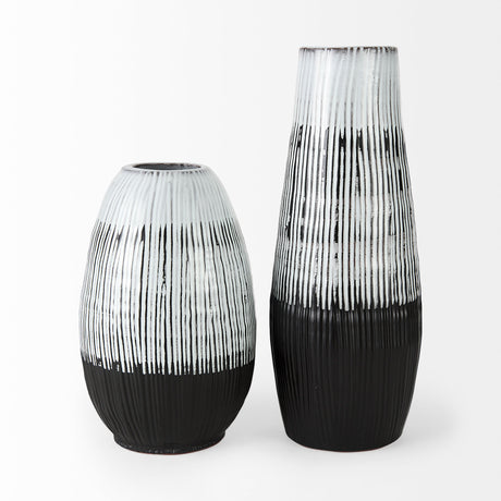Tanami I Tall Dark Brown/White Ceramic Vase from Mercana - Luna Furniture