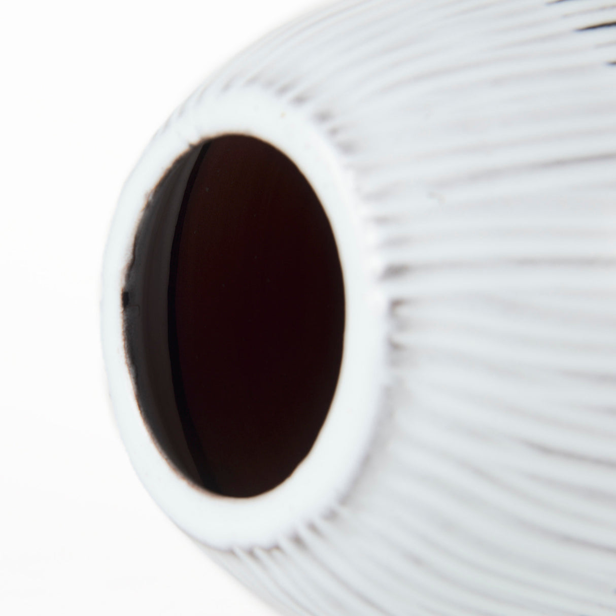 Tanami II Short Dark Brown/White Glazed Ceramic Vase from Mercana - Luna Furniture