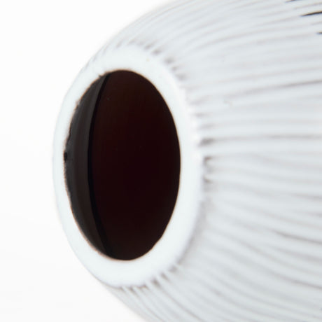 Tanami II Short Dark Brown/White Glazed Ceramic Vase from Mercana - Luna Furniture