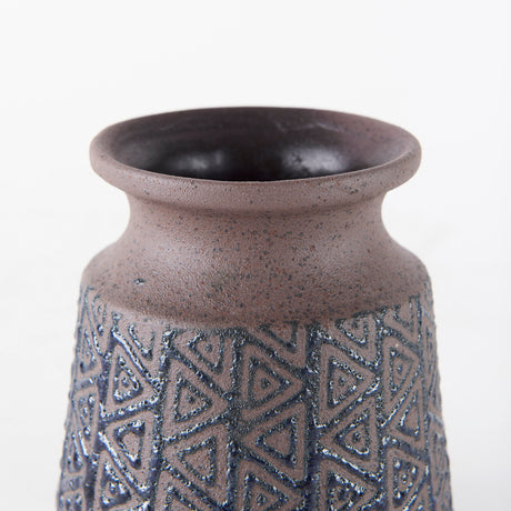Sefina I Small Brown/Black Patterned Ceramic Vase from Mercana - Luna Furniture