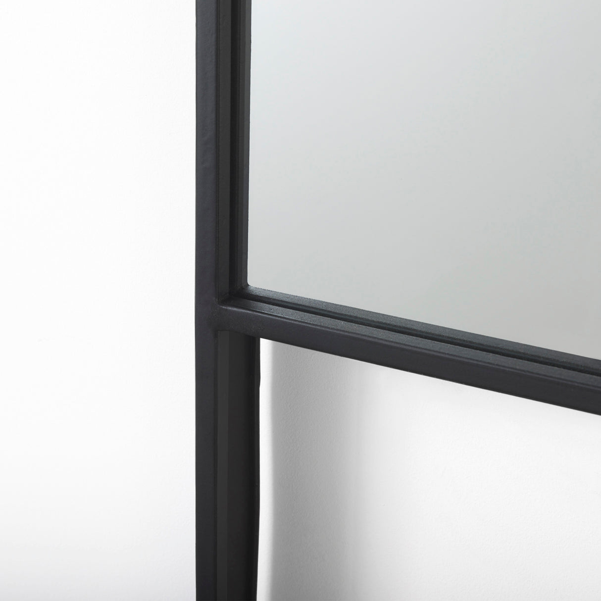 Cora 24.0L x 3.9W x 40.0H Black Metal Frame W/ Brown Wooden Shelf Arched Wall Mirror from Mercana - Luna Furniture