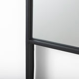 Cora 24.0L x 3.9W x 40.0H Black Metal Frame W/ Brown Wooden Shelf Arched Wall Mirror from Mercana - Luna Furniture
