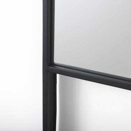 Cora 24.0L x 3.9W x 40.0H Black Metal Frame W/ Brown Wooden Shelf Arched Wall Mirror from Mercana - Luna Furniture