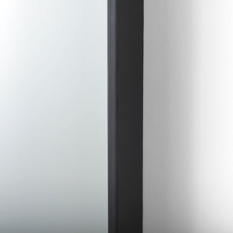 Cora 24.0L x 3.9W x 40.0H Black Metal Frame W/ Brown Wooden Shelf Arched Wall Mirror from Mercana - Luna Furniture