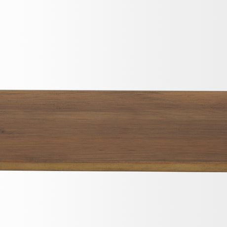 Cora 24.0L x 3.9W x 40.0H Black Metal Frame W/ Brown Wooden Shelf Arched Wall Mirror from Mercana - Luna Furniture