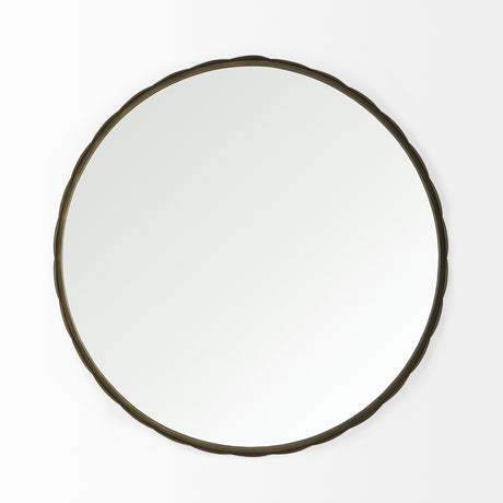 Adelaide 29.7" Gold Metal Scallop Edge Round Mirror from Mercana - Luna Furniture