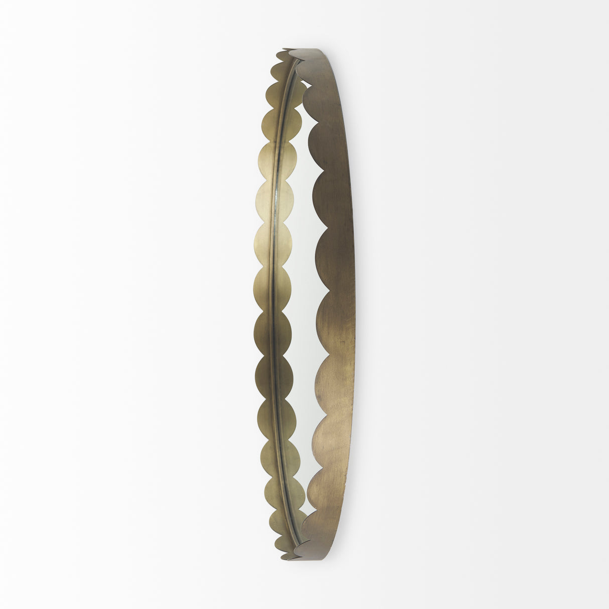 Adelaide 29.7" Gold Metal Scallop Edge Round Mirror from Mercana - Luna Furniture