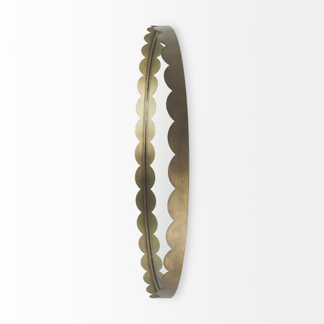 Adelaide 29.7" Gold Metal Scallop Edge Round Mirror from Mercana - Luna Furniture