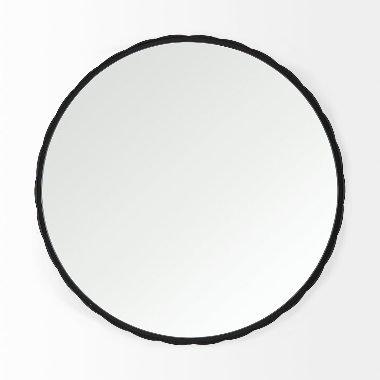 Adelaide 29.7"Black Metal Scallop Edge Round Mirror from Mercana - Luna Furniture