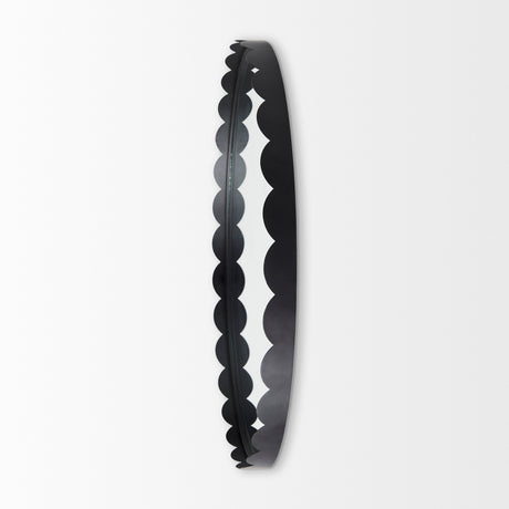 Adelaide 29.7"Black Metal Scallop Edge Round Mirror from Mercana - Luna Furniture