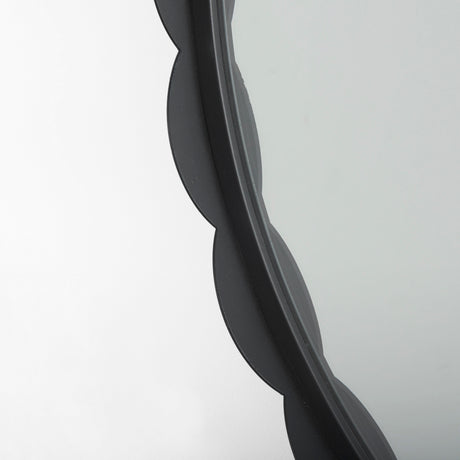 Adelaide 29.7"Black Metal Scallop Edge Round Mirror from Mercana - Luna Furniture