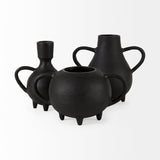 Cyrus Black Spherical Vase W/ Flute Decorative Object from Mercana - Luna Furniture