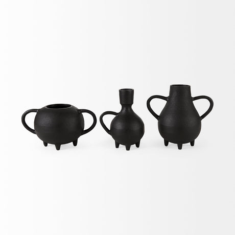 Cyrus Black Spherical Vase Decorative Object from Mercana - Luna Furniture