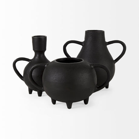 Cyrus Black Spherical Vase Decorative Object from Mercana - Luna Furniture