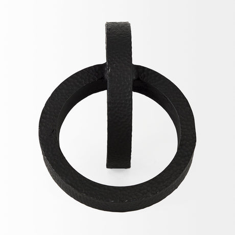 Rafiki Two Blackened Hammered Finish Metal Conjoined Circles from Mercana - Luna Furniture