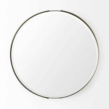 Adrianna 24.4" Gold Metal Round Mirror from Mercana - Luna Furniture